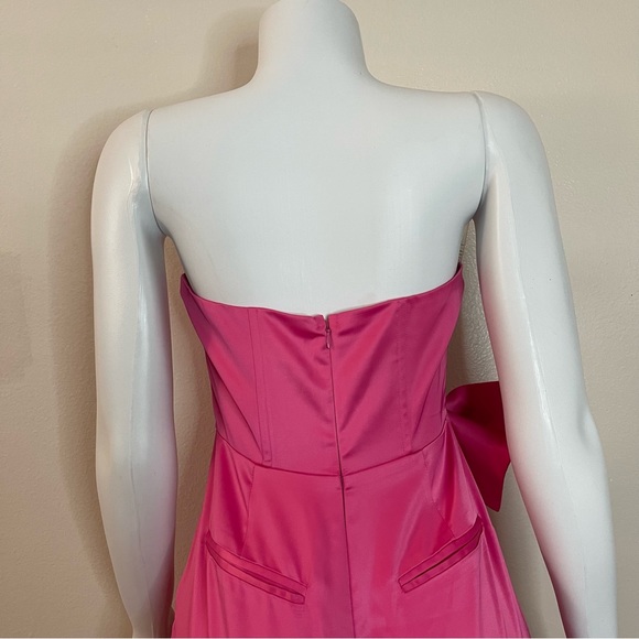 Hot pink strapless sweetheart neckline bow on side jumpsuit - Picture 4 of 13